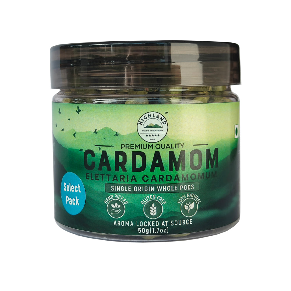 Cardamom 8mm++ Whole Bold Pods (50g)
