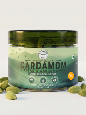 Green Cardamom Pods | Premium 7mm+ Bold Whole Pods | 100g