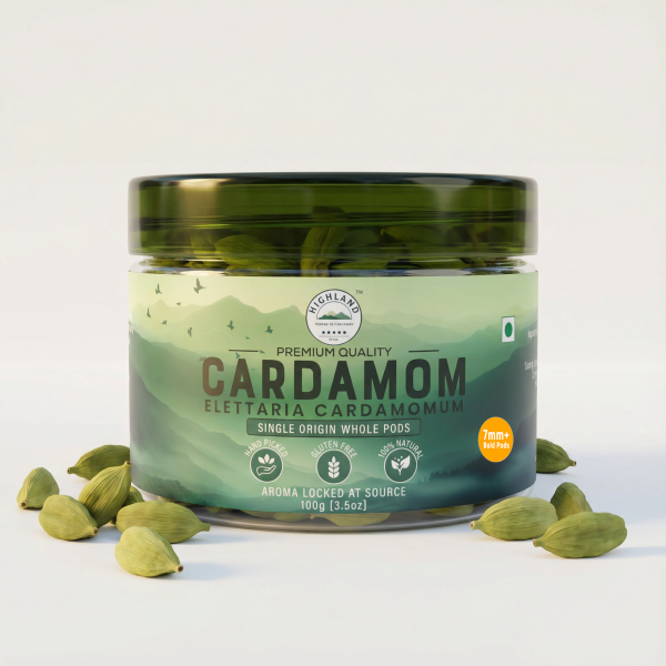 Green Cardamom Pods | Premium 7mm+ Bold Whole Pods | 100g