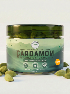 Green Cardamom Pods | Premium 7mm+ Bold Whole Pods | 50g