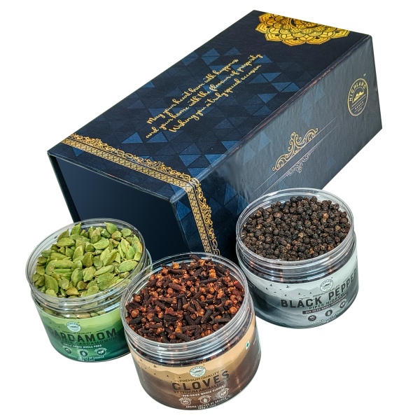 HIGHLAND Spices | Premium Whole Spice Gift Hamper | Cardamom 100g, Cloves 100g, Black Pepper 150g