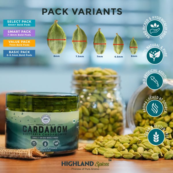 Green Cardamom Pods | Premium 7mm+ Bold Whole Pods | 150g