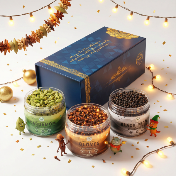 HIGHLAND Spices | Premium Whole Spice Gift Hamper | Cardamom 100g, Cloves 100g, Black Pepper 150g
